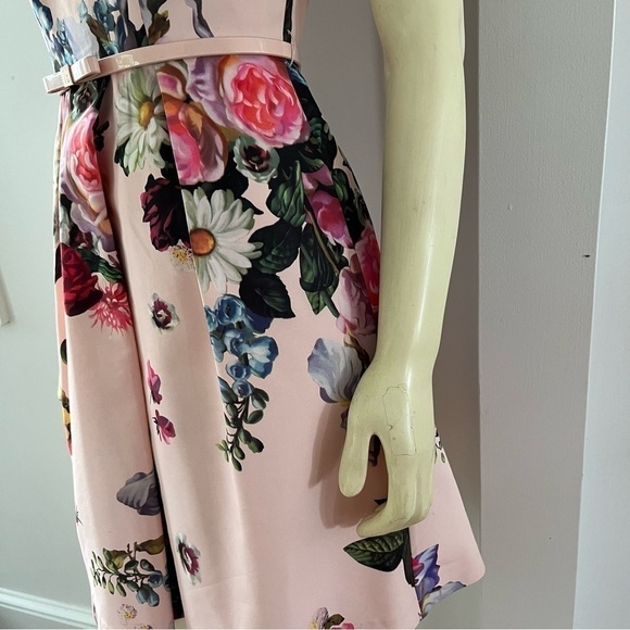 Ted BAKER DEAVON WOMEN'S OIL PAINTING Floral Sleeveless Belted DRESS NUDE PINK 6 - Picture 6 of 15